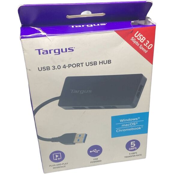Targus 4‑Port USB 3.0 Hub 5Gbps Powered Plug‑and‑Play Box Wear Lot of 2 WIn Mac - Picture 2 of 8